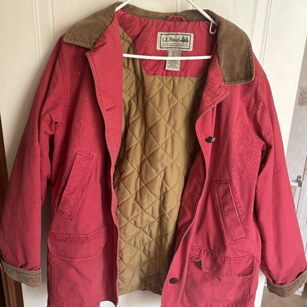 L.L. Bean Women's Barn Coat size XL Corduroy Accents On Collar and Sleeve